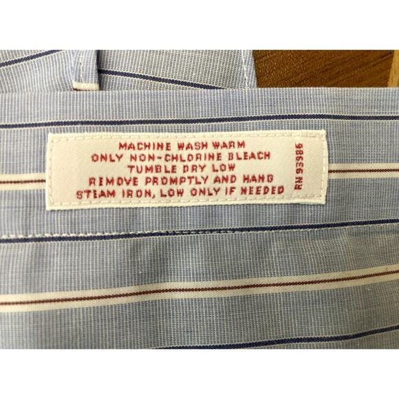 Brook Brothers Dress Shirt Mens 15.5/35 Long Sleeve Button Up Striped Blue - Picture 2 of 9